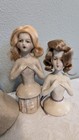 Lot Of 5 Antique Chalkware Pin Cushion Boudoir Half Dolls Blonde Brown Red Hair