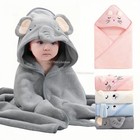 Baby Cartoon Animal Hooded Towel Soft Bathrobe Swaddle Blanket