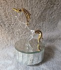 Glass Unicorn Rearing Figurine Sculpture On Music Box Hand Blown Vintage Works