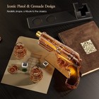 Whiskey Gun Decanter Set   Revolver Liquor Bottle W  Grenade Shot Glasses