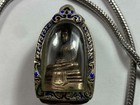 Antique Buddha Metal Statue Amulet In Heavy-duty Metal Case And 28  Necklace
