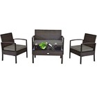 4pcs Outdoor Patio Rattan Furniture Set Cushioned Sofa Coffee Table Deck