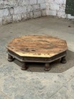 Antique Wooden Floor Bajot Stool Large Size Original Old Fine Carved