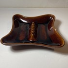 Vintage Mid-century Modern Ceramic Ashtray Usa 7001     Faux Wood-grain Bottom   