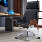 Light Rosewood Office Chair Ergonomic Armless Chair Genuine Leather Desk Chair