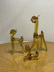     Hand Blown Glass Deer Family Set Of 3 Buck Doe Fawn Figurines
