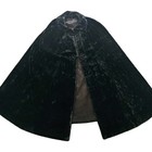 Vintage Velvet Dark Hunter Green Almost Black Cape Medium Art Deco Goth Medieval