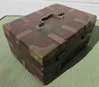 Exceptional Antique 18th Century Brass Bound Wood Jewelry Trinkets Box Hinged