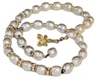 Early Miriam Haskell Pearl   Gold Bead Necklace 17  Rare Piece