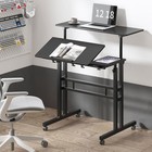 Mobile Laptop Sit-stand Desk  Soges Height Adjustable Standing Tiltable Top D   