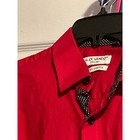 Alex Vando Mens Red Long Sleeve Button Down Dress Shirt Polka Dot Trim Slim Fit
