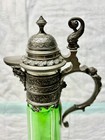 Rare Green Glass With Pewter Ewers Pitcher Renaissance Style 19th Century