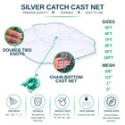 Silver Catch Cast Net Bait Fishing Net Mono Nylon 3 8  -2   Mesh 5-10ft