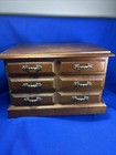 Vintage Wood Musical Jewelry Box Komy Japan 10  2 Drawer Mirror Wind Up      127