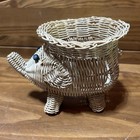 Vtg Natural Wicker Rattan Elephant Basket Planter Pot Holder  Small 6 5  High