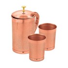 100  Copper Embossed Jug Glass Set  2 Tumbler For Storage Water 1 5ltr  300ml