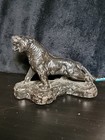 Cast Iron Tiger Doorstop Statue Black Metal Figurine Antique Vintage Sculpture 