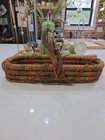 Beautiful Vintage Wicker Gathering Basket Twisted Vine Branch Handles  Handmade 