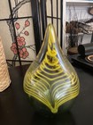 1960s Ivo Rozsypal Crystalex  yellow Thread Vase