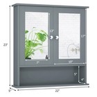 Wall Mount Mirror Cabinet Bathroom Medicine Storage Organizer W open Shelf Grey
