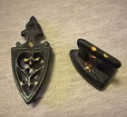 Vintage Antique Mini Cast Iron Sad Iron With Floral Trivet Painted