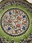 Turkish Kutahya Hand Painted Ceramic Plate Green Floral Scalloped Wall Art 10 