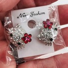 Sanrio Hello Kitty Lot - Adjustable Ring  Earrings   Plastic Storage Case