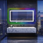 Xxl Bluetooth Led Bathroom Mirror Front-lit Rgb Backlit Wall Defog Vanity Mirror