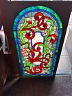 Beautiful Arched Top Stained Glass Window W  Jewels 50  X 28 