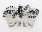 Large Black Rhinestone Crystal Floral Hair Comb Big Decorative Accessory