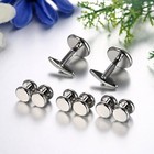 8pcs Mens Cuff Links And Studs Set Silver Black Tuxedo Shirt Cufflinks For Bu   