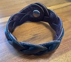 Reversable Black   Brown Genuine Leather Braided Bracelet  preowned 