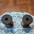 Lot Of 2 Vintage Original Brown Wooden Thread Spools 4 Inches