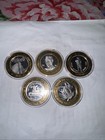 Lot Of 5 Silver Strike Las Vegas  10 Gaming Tokens  999 Fine Silver Center