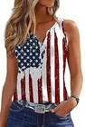 Ovazly Women 4th Of July V-neck Tank Tops American Flag Print Small A4-white31
