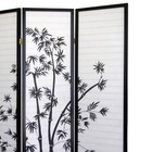 70  Tall 3-panel Screen   Room Divider  Bamboo Design With Black Finish