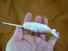 Whale-w148 Large Narwhal Whale Of Shed Antler Figurine Bali Detailed Sea Unicorn