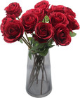 12pcs Artificial Red Silk Roses Bouquet Wedding Party Home Decor Faux Flowers