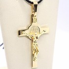 18k Yellow Gold Cross  Jesus   Saint Benedict Medal  Big 2 1 Inches  Italy Made