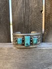 Antique Navajo Bracelet Heavy Silver With Turquoise Old Pawn Wide Cuff 1920s