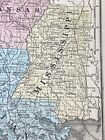 1853 Hand Colored Map Texas  La  Ms  Ar  Indian Territory  Railroad  Clean Map