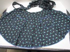 Vintage Swing 2 Half Aprons Turquoise   Blue Floral 1960 s Pockets Trim