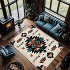 Native American Decor For Home - Aztec Rug  4x5 Rug  Southwestern Bohemian Ar   