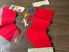 Vintage 60 s Christmas Stocking Kits  Lot Of 2  Red Felt Stockings  Felt Shapes