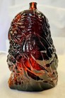  vintage Libbey Wise Old Owl 6  Dark Amber Glass  Coin Bank 