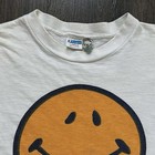 Vintage 1970   s Champion Smiley Face White Tee Size Medium Made In Usa Blue Bar