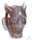 4 1  Premium Brazilian Agate Hand Carved Crystal Hannya Mask Fine Art Sculpture