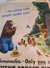 Vintage Smokey Bear Poster 1947 Original Prevent Forest Fires Praying Smokey