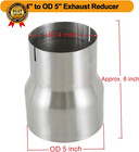 Universal T304 Stainless Id 4 Inch To Od 5 Inch Exhaust Adapter Reducer   