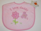 Baby Bibs Drool Bib Girls Cute  i Love Daddy  Feeding Bib Pink Butterfly